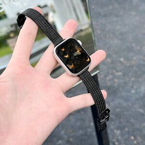 NEW Silver Black Metal Watch Band For Apple Watch